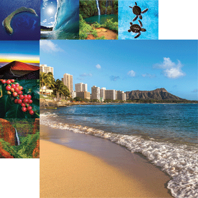 Waikiki and Diamond Head Hawaii Scrapbook paper