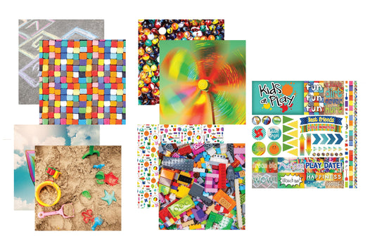 Reminisce Kids At Play Papers and Stickers Set