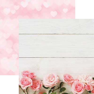 Reminisce Made with Love Pink Roses Scrapbook Paper