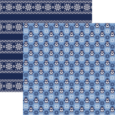 Reminisce Santa's Sweater - Penguin Sweater Scrapbook Paper