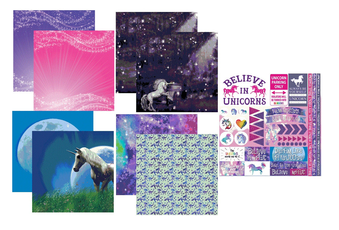 Reminisce Unicorn Magic Papers and Stickers Set