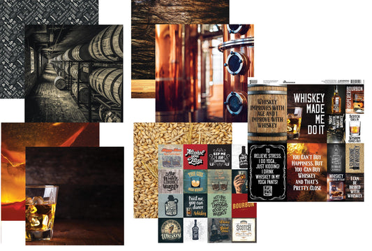Reminisce One Bourbon One Whiskey Scrapbook papers and Stickers Set