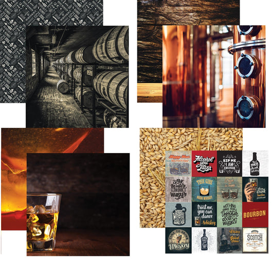 Reminisce One Bourbon One Whiskey Scrapbook paper Set