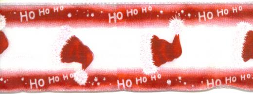 Santa Clause Ho Ho Ho Wired Ribbon
