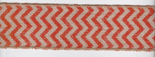 Orange Chevron Burlap Wired Ribbon