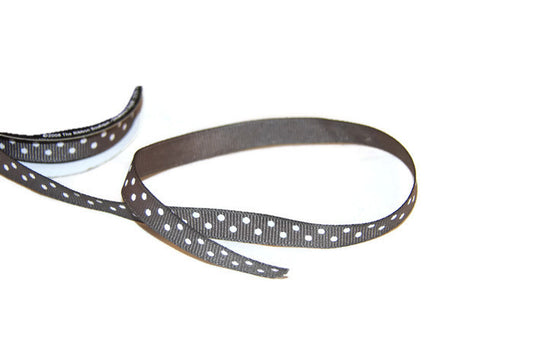 Dark Gray Polka Dot Ribbon