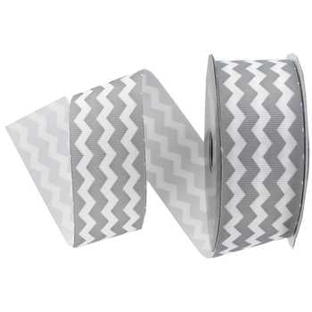Gray and White Chevron Ribbon