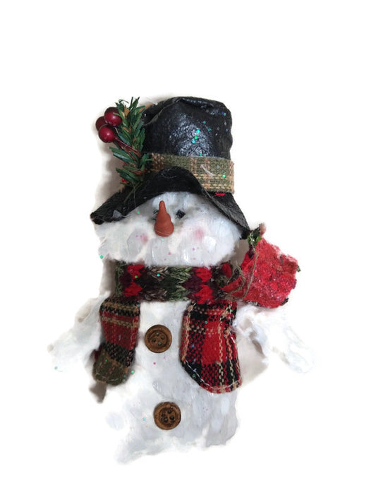 Snowball Snowman Ornament with Top Hat