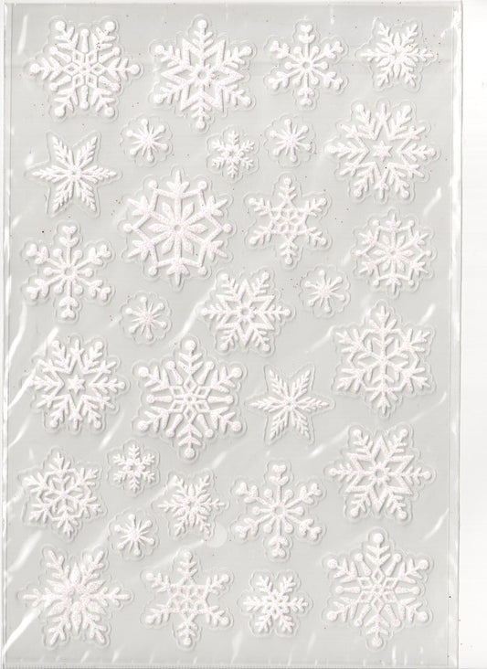White Glitter Snowflake Stickers