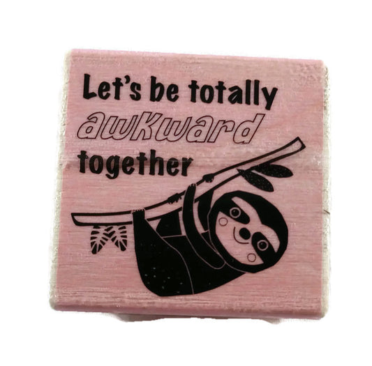 Valentine Sloth Wood Stamp