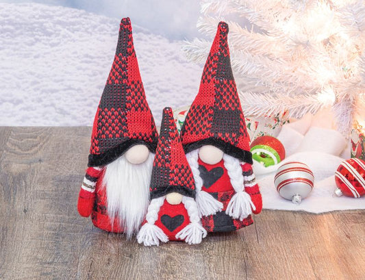 Winter Red Gnome Family Decor