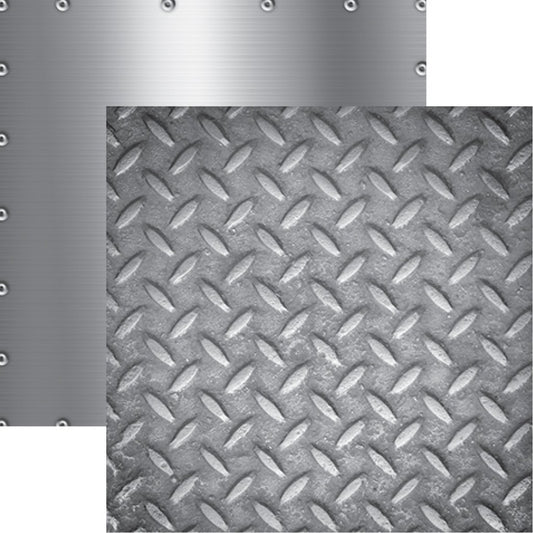 Reminisce Worlds of Adventure Diamond Plate Scrapbook Paper