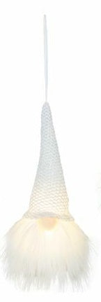White Sweater Cap Gnome Ornament with Light