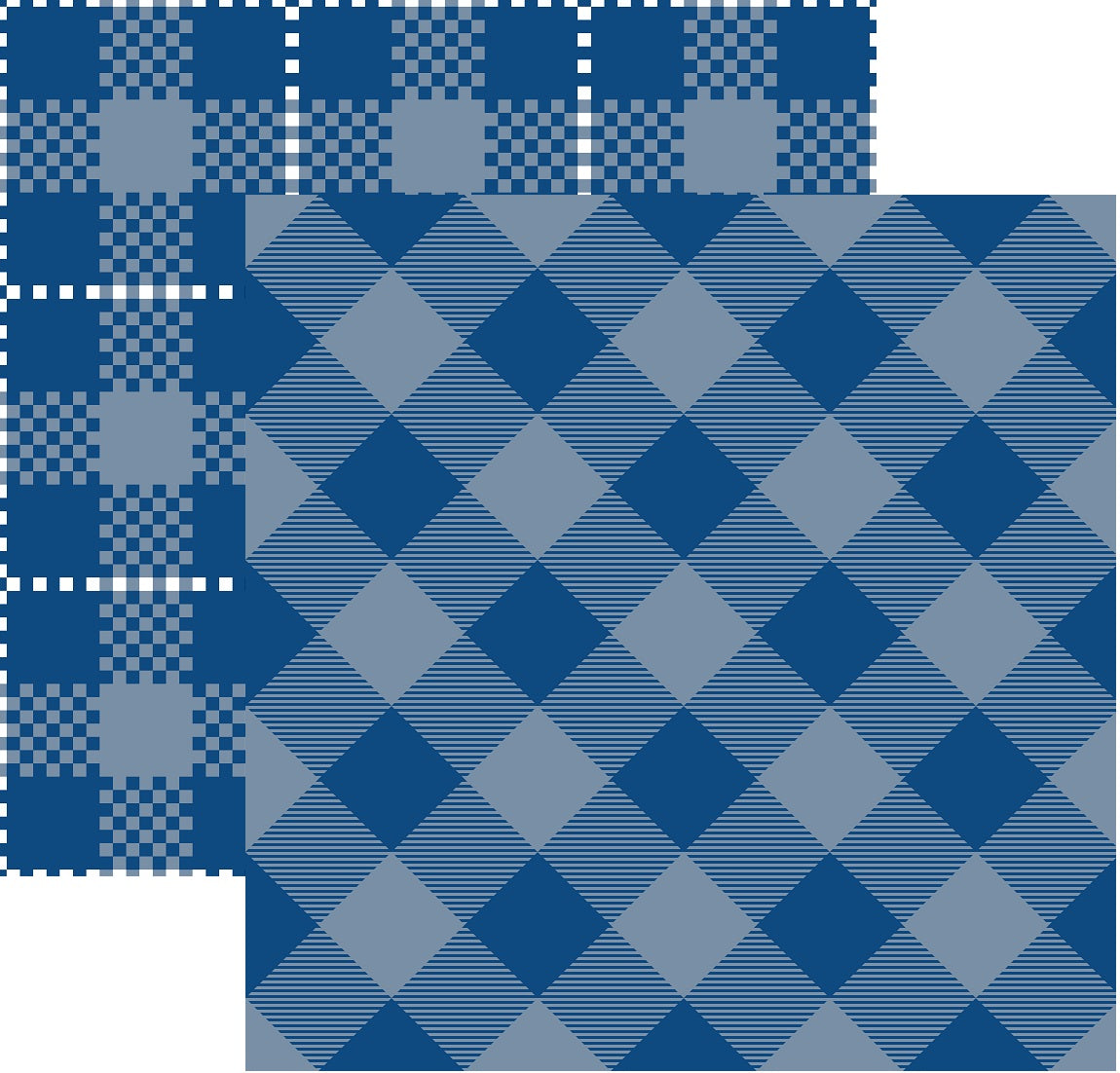Classic Blue Tartain Plaid Style #7 Double Sided Paper Cardstock