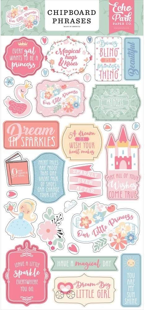 Our Little Princess Chipboard Phrases Stickers