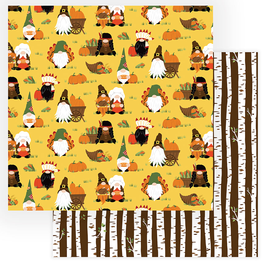 Gather Gnomes Thanksgiving Scrapbook Paper