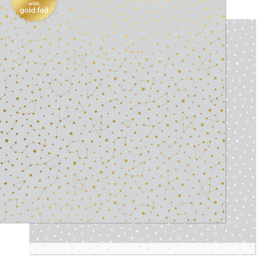 Let it Shine Starry Skies Twinkling Grey 12x12 Foil Star Paper - 2 Sheets