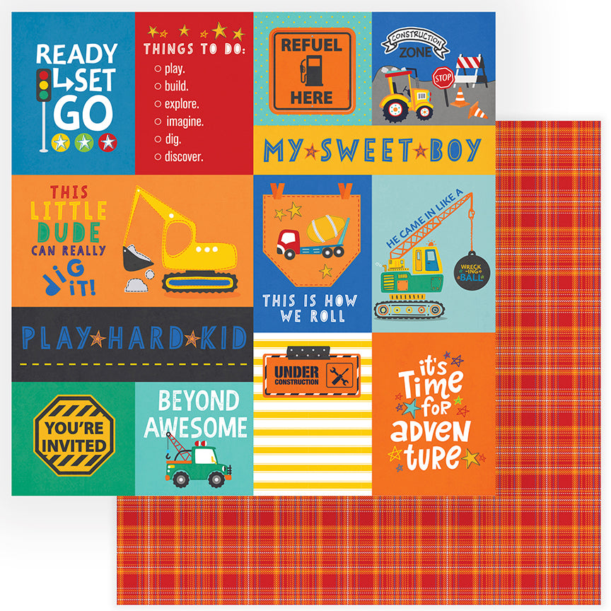 My Sweet Boy Little Builder Scrapbook Paper