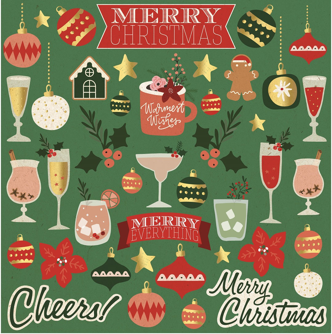Vintage Christmas 12x12 Stickers Set by Reminisce