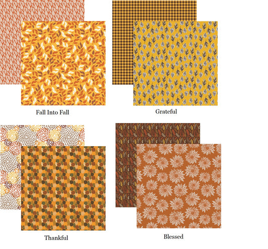 Fall Into Fall 12x12 Scrapbook Paper Assortment Set - 4 Sheets