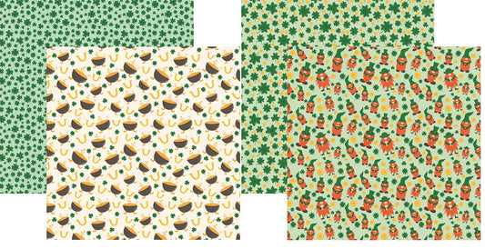 Reminisce Shamrockin Gnomies Scrapbook Paper Set