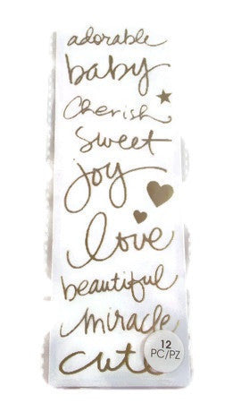 Gold Foil Baby Word Stickers Scrapbooking by ATD