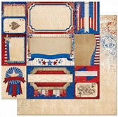 Bo Bunny Patriotic Paper Anthem 4pc Scrapbooking Set - 12x12 Paper