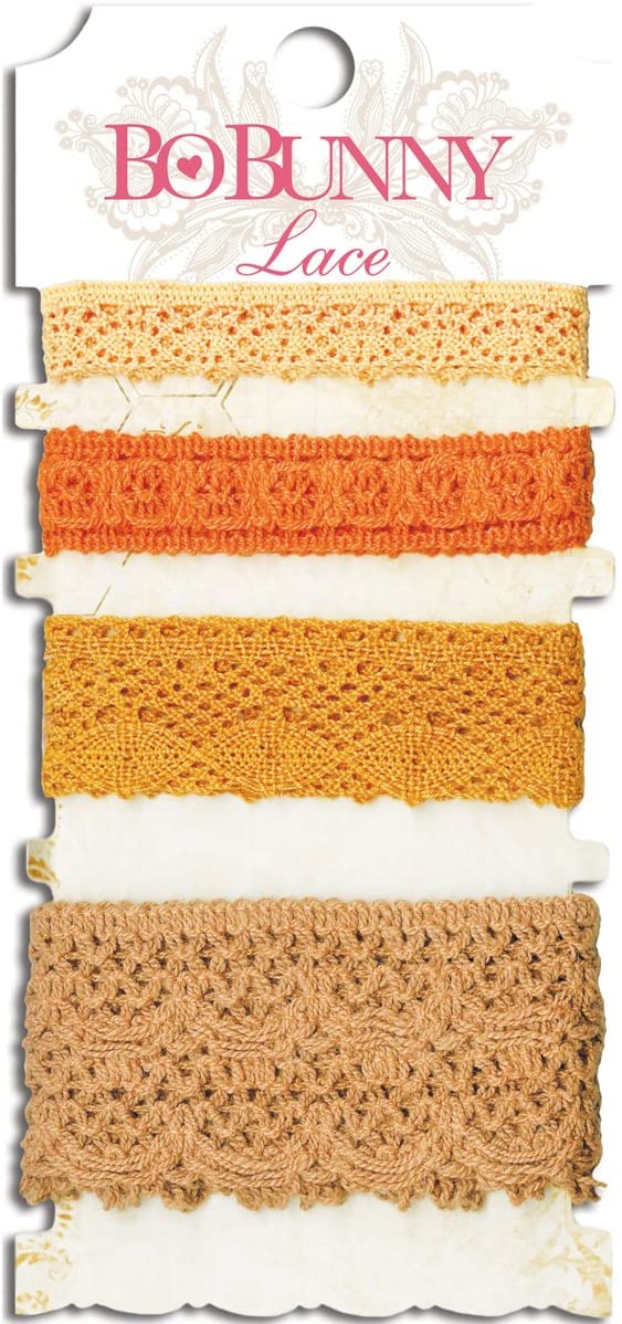 Bo Bunny Harvest Orange Lace Trim Ribbon