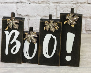 Boo Black Halloween Wood Sign