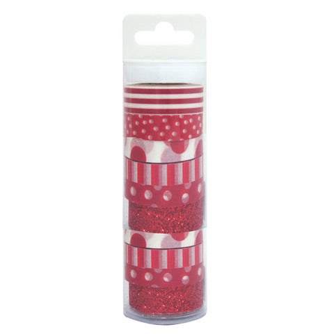 Red Patterned Washi Tape Set