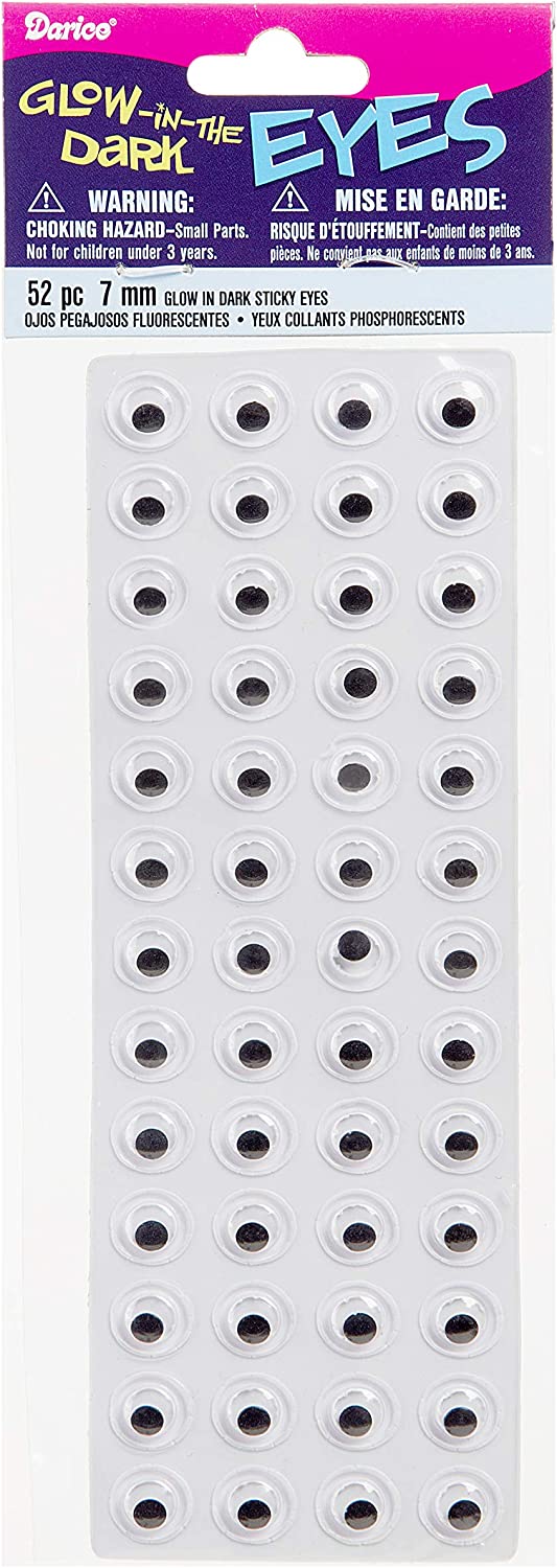 Glow in the Dark Eyes Stickers - 7mm 52pc