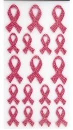 Breast Cancer Glitter Foam Ribbon Stickers