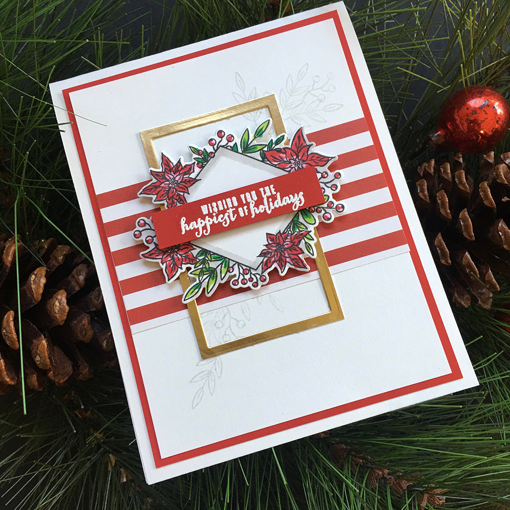 Decorative Poinsettia Frame Stamp & Cut Set by Hero Arts