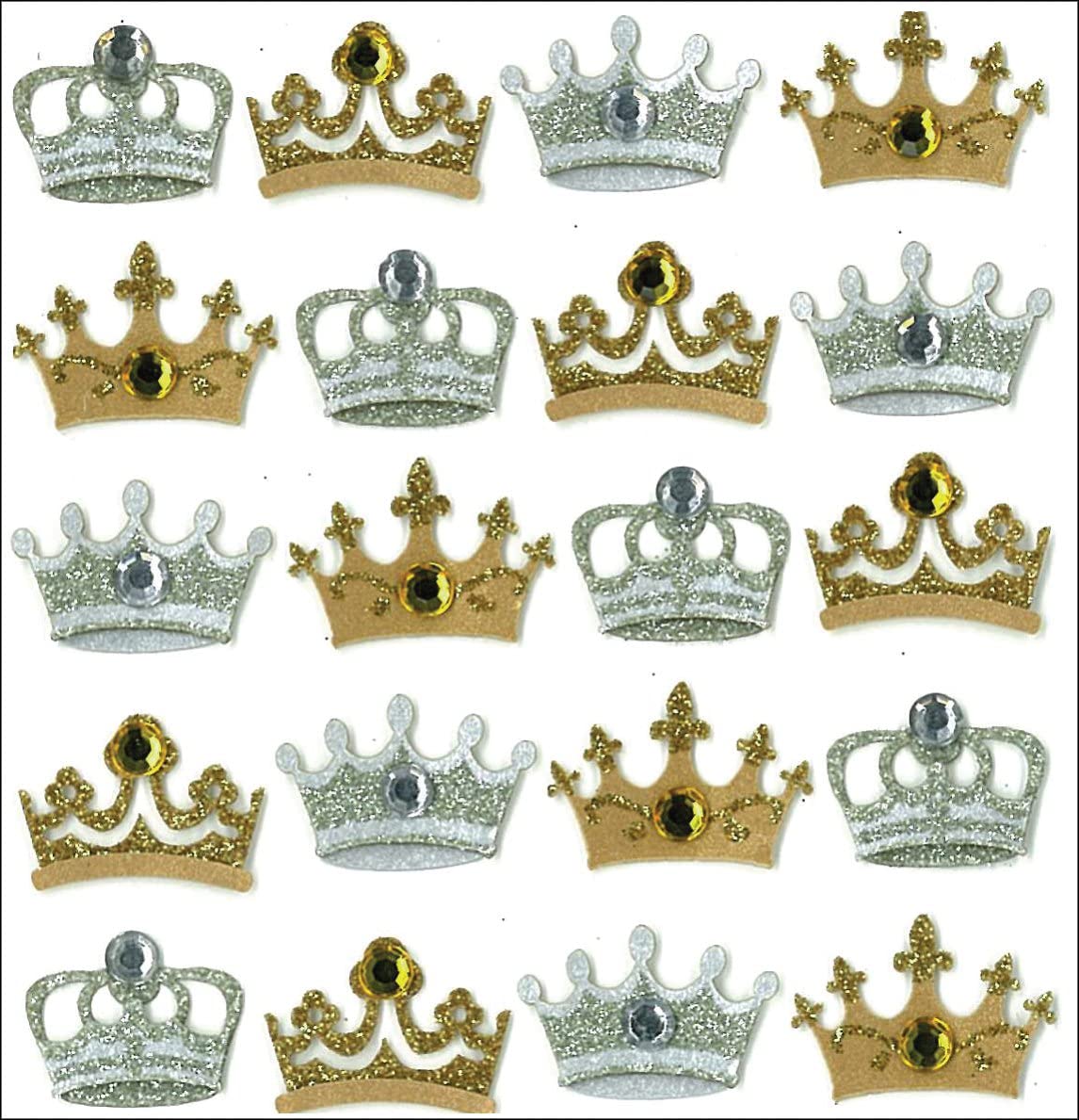 Jolee's Mini Repeats Crowns Stickers, Gold/Sliver