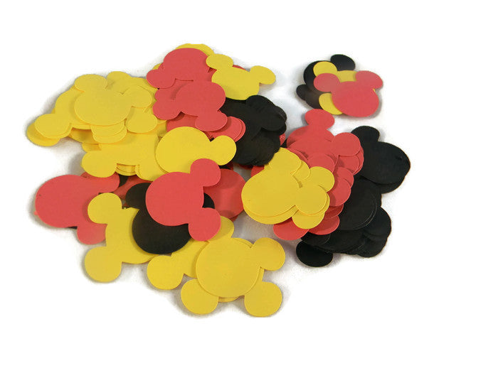 Assorted Cartoon Mouse Head Shape Die Cuts - Black/Red/Yellow - 75pc