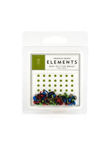 American Crafts Elements Mini Glitter Brads, Earth Tones