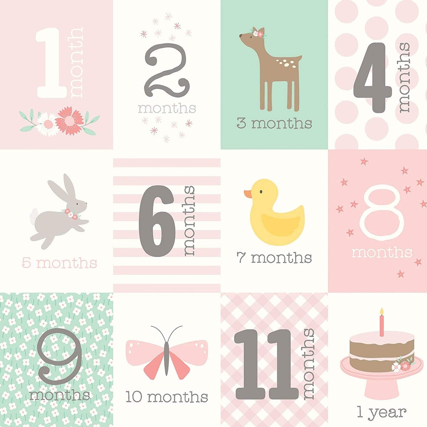 Baby Girl Month Scrapbook Paper