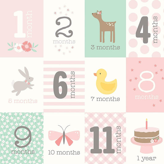 Baby Girl Month Scrapbook Paper
