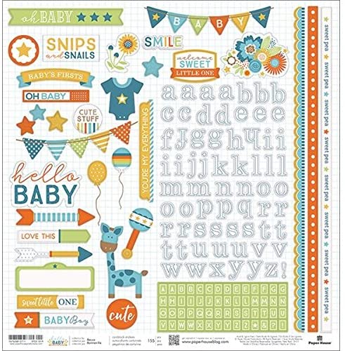 Hello Baby Boy Stickers, 12x12 Sticker, Scrapbook Paper, Baby