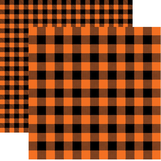 Orange/Black Buffalo Plaid Paper Double Sided 12x12 Scrapbook Paper