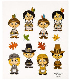 Pilgrims and Indians Thanksgiving Stickers