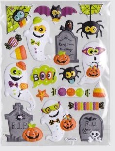 Puffy Ghost Tombstone Halloween Stickers