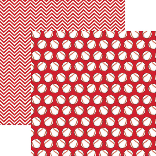 Baseball Red Scrapbook Paper by Reminisce