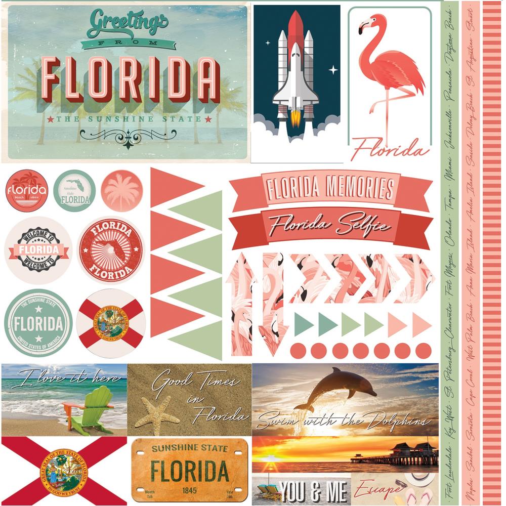 Reminisce Elements Cardstock Stickers 12x12 Florida