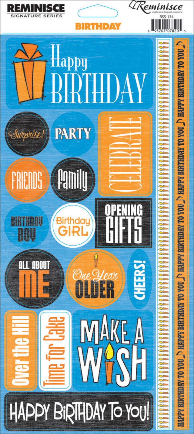 Birthday Phrase Stickers by Reminisce