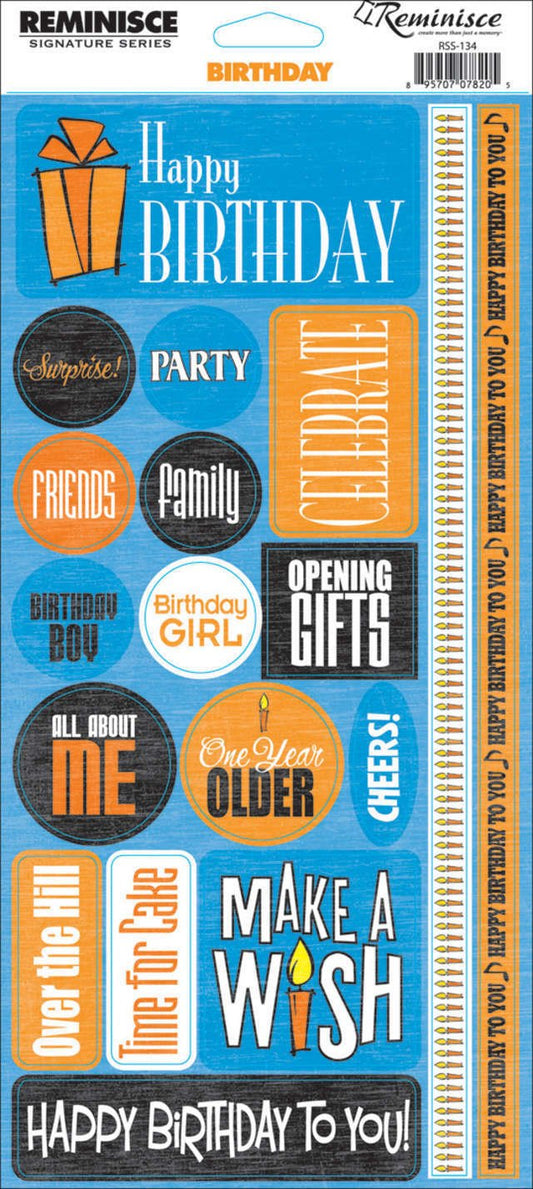 Birthday Phrase Stickers by Reminisce