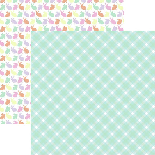 Pastel Plaid #3 - Bunny Hop - 12x12 Scrapbook Paper