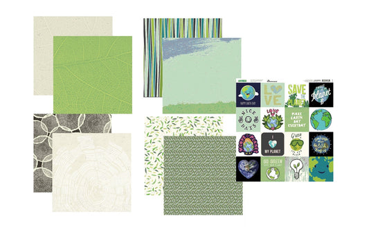 Reminisce Earth Day Scrapbook papers and Stickers Set