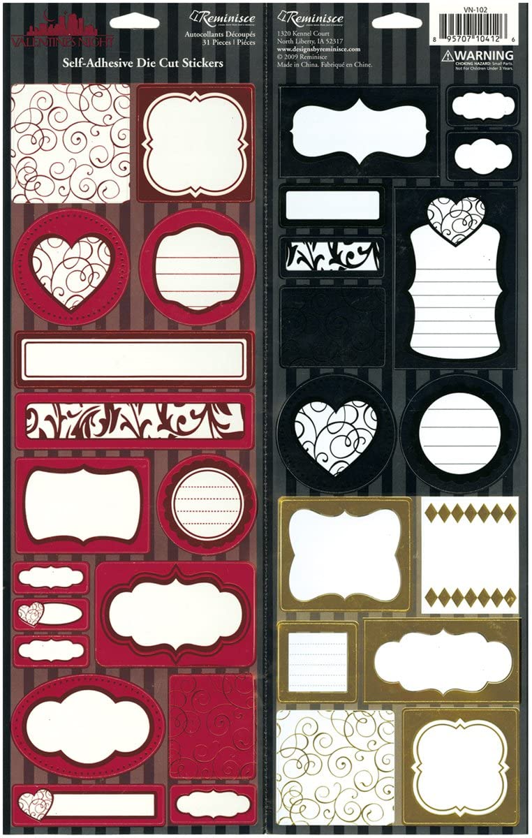 Foil Tag and Journal Stickers from Valentines Night by Reminisce