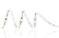 Gold and White Arrow Grosgrain Ribbon 3/8 inch Wide